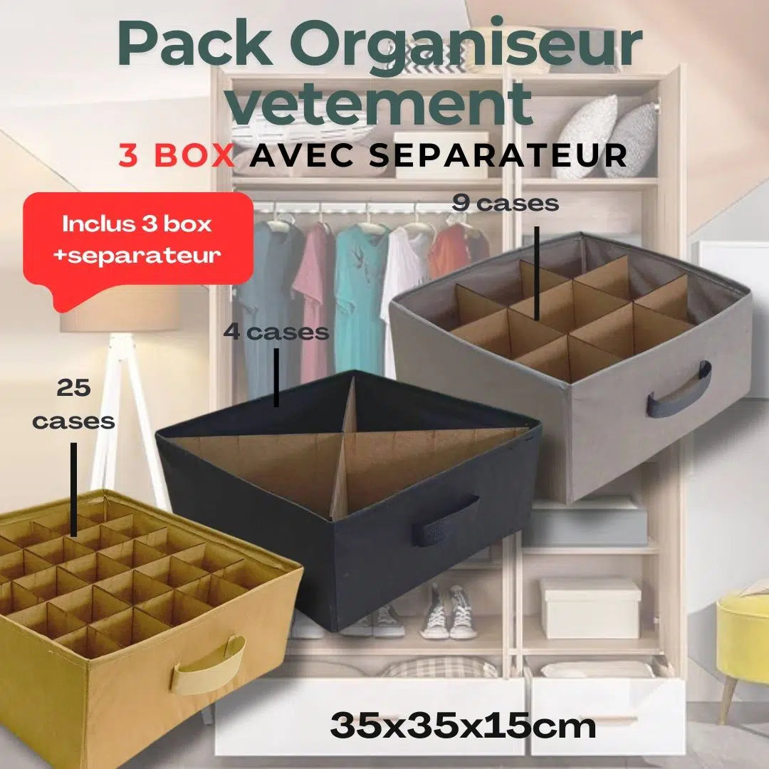 3 Grands organiseurs avec séparateur inclus